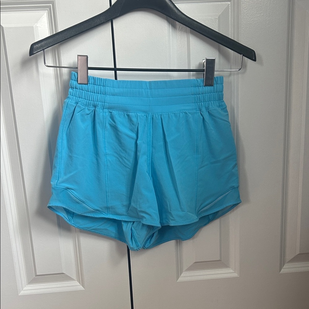 lululemon athletica Turquoise Hotty Hot High Rise Lined Shorts 2.5”